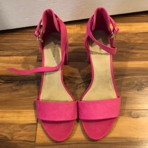 Old Navy Faux Suede Hot Pink Block Heels Size 10